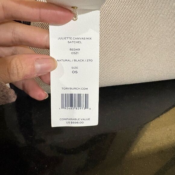 Tory Burch Black and Cream Satchel with Structured Design - Picture 4 of 7